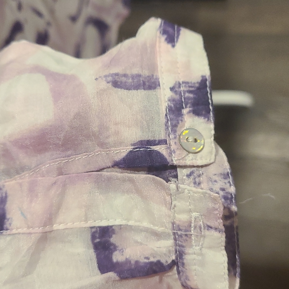 Robert Kitchen Blouse Cotton Silk Blend  Purple, Pink, white - Picture 6 of 9